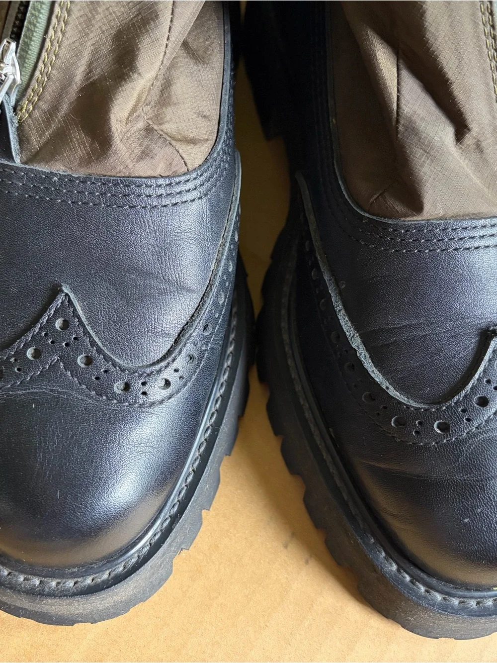 Hender Scheme Epic Black khaki Men’s Ankle Boots Japanese Size 4/US 8 EUC